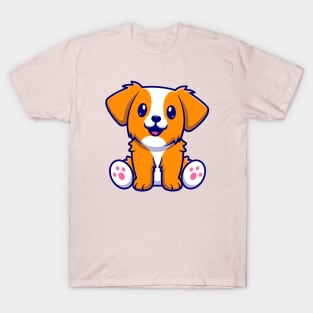 Cute Dog Sitting Cartoon T-Shirt